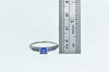 Load image into Gallery viewer, 10K Princess Syn. Sapphire Diamond Accent Ring Yellow Gold