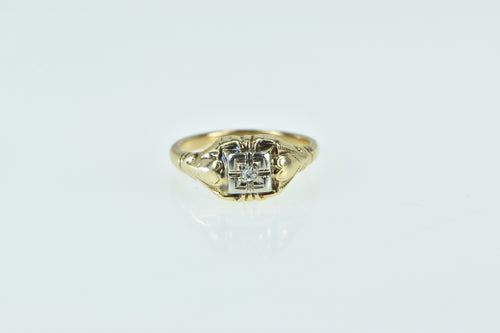 10K 1940's Diamond Classic Vintage Promise Ring Yellow Gold