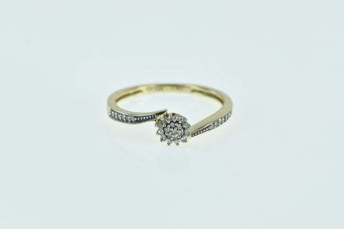 10K Round Diamond Cluster Vintage Bypass Ring Yellow Gold