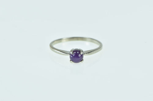 10K Natural Ruby Cabochon Vintage Statement Ring White Gold