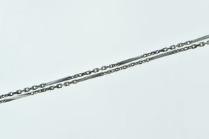 Platinum 1.4mm Vintage Cable Hybrid Bar Link Chain Necklace 21"