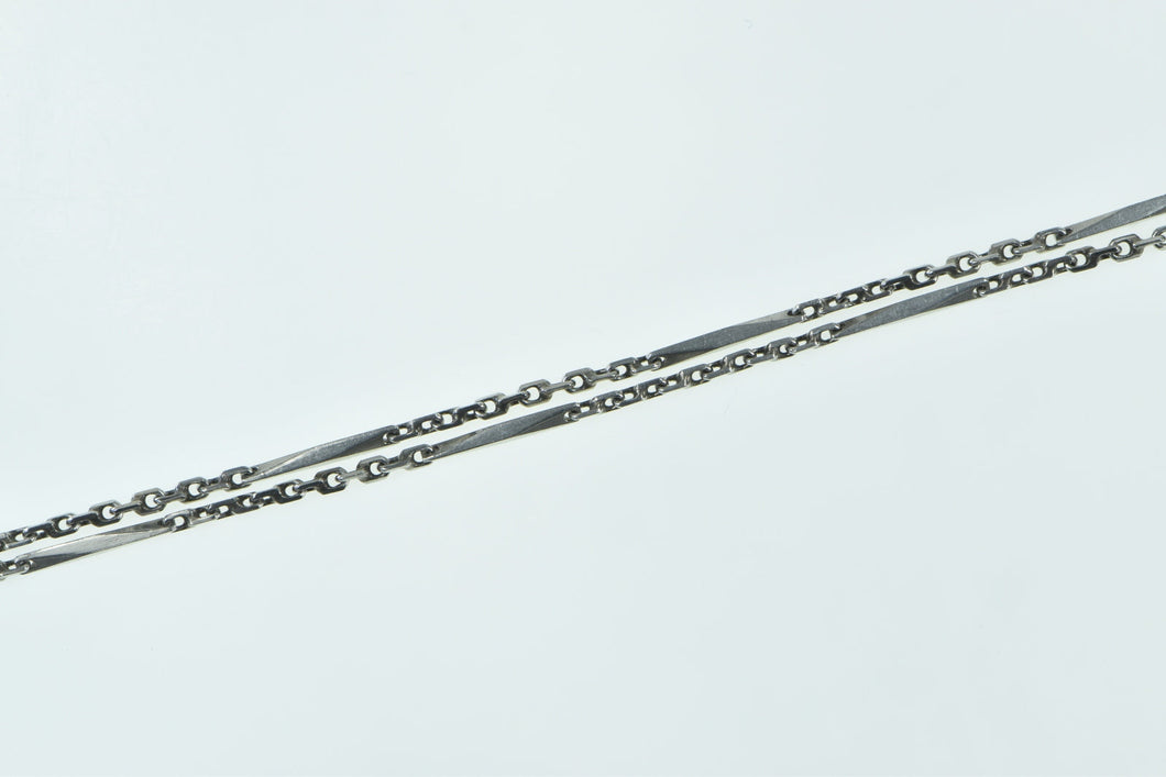 Platinum 1.4mm Vintage Cable Hybrid Bar Link Chain Necklace 21