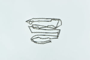 Platinum 1.4mm Vintage Cable Hybrid Bar Link Chain Necklace 21"
