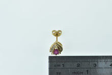 Load image into Gallery viewer, 14K Pear Ruby Diamond Accent Single Vintage Earring Yellow Gold