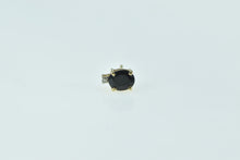 Load image into Gallery viewer, 14K Oval Single Sapphire Diamond Single Stud Earring Yellow Gold