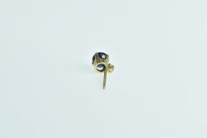 14K Round Sapphire Diamond Accent Single Stud Earring Yellow Gold