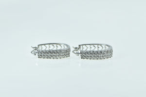 10K 0.50 Ctw Diamond Pave Diamond Hoop Earrings White Gold