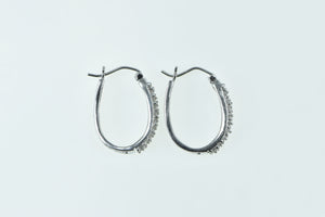 10K 0.50 Ctw Diamond Pave Diamond Hoop Earrings White Gold