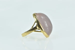 18K Oval Rose Quartz Cabochon Statement Ring Yellow Gold