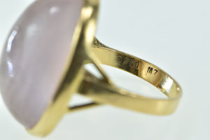 18K Oval Rose Quartz Cabochon Statement Ring Yellow Gold