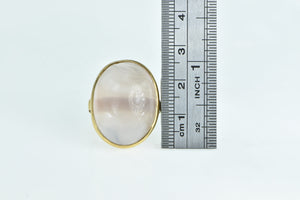 18K Oval Rose Quartz Cabochon Statement Ring Yellow Gold