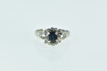 Load image into Gallery viewer, 18K Oval Sapphire Diamond Vintage Engagement Ring White Gold