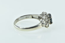 Load image into Gallery viewer, 18K Oval Sapphire Diamond Vintage Engagement Ring White Gold