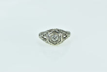 Load image into Gallery viewer, 18K Art Deco Filigree Diamond Engagement Ring White Gold