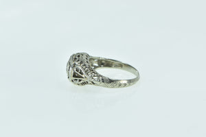 18K Art Deco Filigree Diamond Engagement Ring White Gold