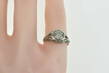 Load image into Gallery viewer, 18K Art Deco Filigree Diamond Engagement Ring White Gold