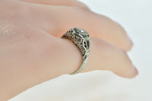 Load image into Gallery viewer, 18K Art Deco Filigree Diamond Engagement Ring White Gold