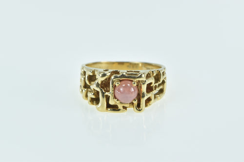14K 1960's Syn. Pink Star Sapphire Modernist Ring Yellow Gold
