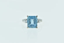 Load image into Gallery viewer, 14K Emerald Cut Blue Topaz Diamond Accent Ring White Gold