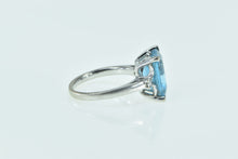 Load image into Gallery viewer, 14K Emerald Cut Blue Topaz Diamond Accent Ring White Gold