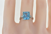 Load image into Gallery viewer, 14K Emerald Cut Blue Topaz Diamond Accent Ring White Gold