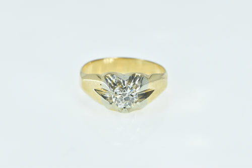 18K 0.87 Ct Diamond 1950's Vintage Men's Ring Yellow Gold