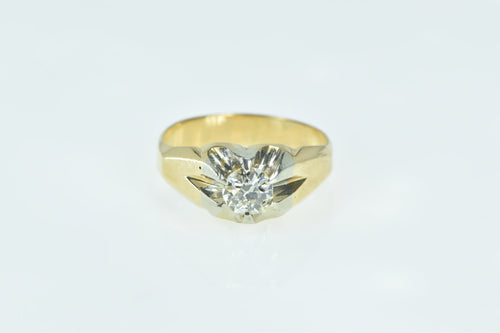 18K 0.87 Ct Diamond 1950's Vintage Men's Ring Yellow Gold