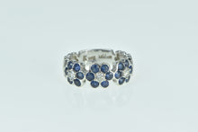 Load image into Gallery viewer, 14K 1.30 Ctw LeVian Sapphire Diamond Flower Ring White Gold