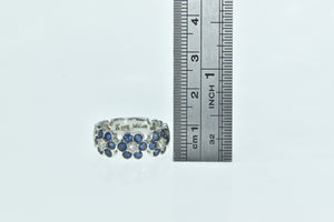 14K 1.30 Ctw LeVian Sapphire Diamond Flower Ring White Gold