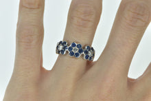 Load image into Gallery viewer, 14K 1.30 Ctw LeVian Sapphire Diamond Flower Ring White Gold