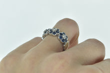 Load image into Gallery viewer, 14K 1.30 Ctw LeVian Sapphire Diamond Flower Ring White Gold