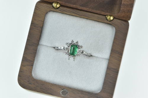 Platinum 0.86 Ctw Emerald Diamond Engagement Ring