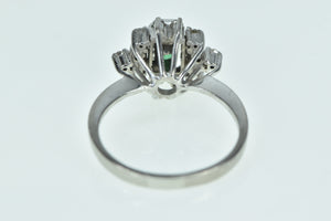 Platinum 0.86 Ctw Emerald Diamond Engagement Ring