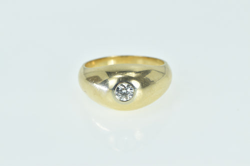 14K 1960's 0.33 Ct Diamond Solitaire Statement Ring Yellow Gold