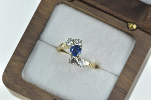 14K 1.18 Ctw Sapphire Diamond Engagement Ring Yellow Gold