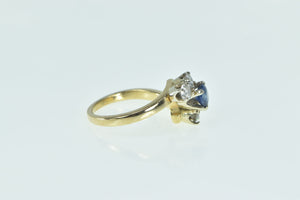 14K 1.18 Ctw Sapphire Diamond Engagement Ring Yellow Gold