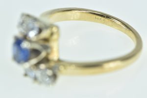 14K 1.18 Ctw Sapphire Diamond Engagement Ring Yellow Gold