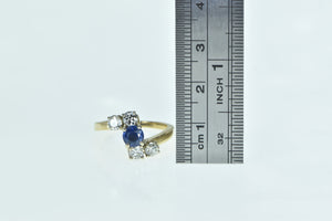 14K 1.18 Ctw Sapphire Diamond Engagement Ring Yellow Gold