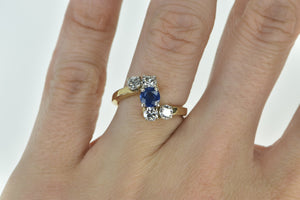 14K 1.18 Ctw Sapphire Diamond Engagement Ring Yellow Gold