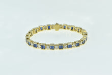 Load image into Gallery viewer, 18K 6.45 Ctw Baguette Sapphire Diamond Tennis Bracelet 7 Yellow Gold
