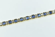 Load image into Gallery viewer, 18K 6.45 Ctw Baguette Sapphire Diamond Tennis Bracelet 7 Yellow Gold