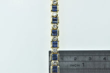 Load image into Gallery viewer, 18K 6.45 Ctw Baguette Sapphire Diamond Tennis Bracelet 7 Yellow Gold