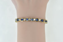 Load image into Gallery viewer, 18K 6.45 Ctw Baguette Sapphire Diamond Tennis Bracelet 7 Yellow Gold