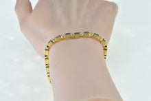 Load image into Gallery viewer, 18K 6.45 Ctw Baguette Sapphire Diamond Tennis Bracelet 7 Yellow Gold