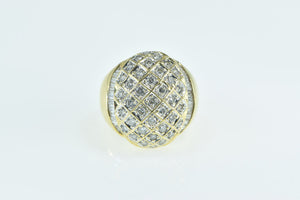 18K 1.47 Ctw Diamond Checkered Dome Statement Ring Yellow Gold