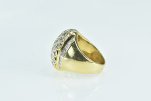 18K 1.47 Ctw Diamond Checkered Dome Statement Ring Yellow Gold