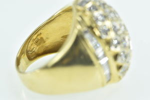 18K 1.47 Ctw Diamond Checkered Dome Statement Ring Yellow Gold