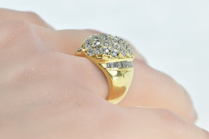 18K 1.47 Ctw Diamond Checkered Dome Statement Ring Yellow Gold