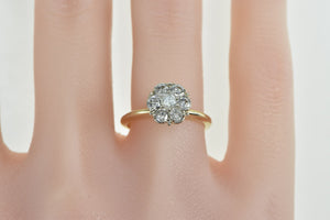 14K 0.72 Ctw Diamond Flower Cluster Engagement Ring Yellow Gold