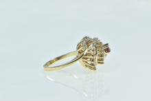 Load image into Gallery viewer, 14K 1.00 Ctw Ruby Diamond Swirl Vintage Cocktail Ring Yellow Gold